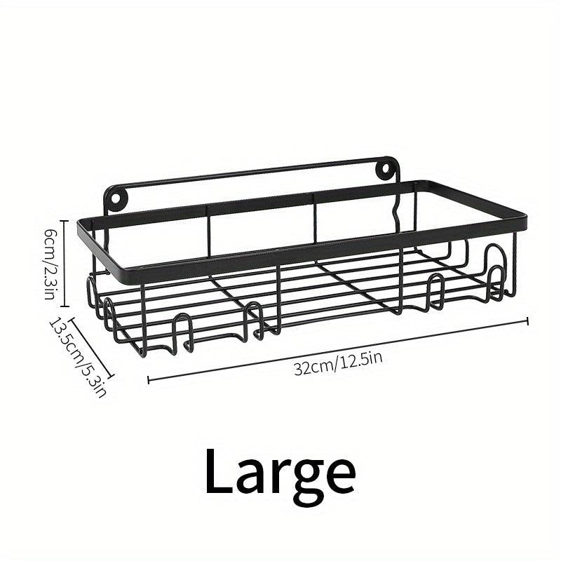 Shower Caddy Basket Shelf Soap Holder Towel Hooks No Drilling Adhesive