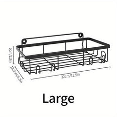 Shower Caddy Basket Shelf Soap Holder Towel Hooks No Drilling Adhesive