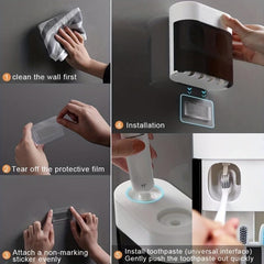 Automatic Toothbrush & Toothpaste Dispenser + Wall Mounted Holder