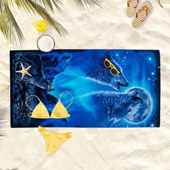 Wolf Beach Towel Modern Large Microfiber Soft Absorbent Lightweight Towel