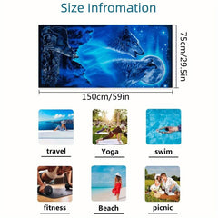 Wolf Beach Towel Modern Large Microfiber Soft Absorbent Lightweight Towel