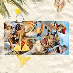Dinosaur Pattern Beach Towel Absorbent Microfiber Towel for Summer Vacation
