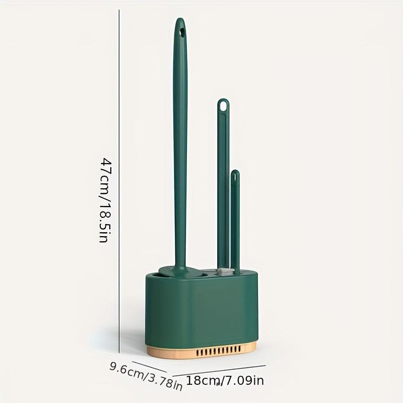 3 Pcs Wall Mounted Toilet Brush Set with Silicone Bristles
