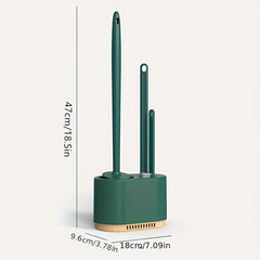 3 Pcs Wall Mounted Toilet Brush Set with Silicone Bristles