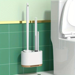 3 Pcs Wall Mounted Toilet Brush Set with Silicone Bristles