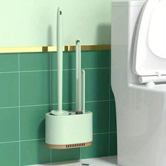 3 Pcs Wall Mounted Toilet Brush Set with Silicone Bristles