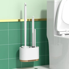 3 Pcs Wall Mounted Toilet Brush Set with Silicone Bristles