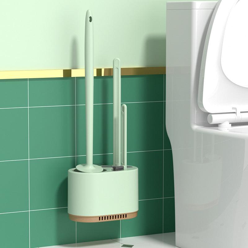 3 Pcs Wall Mounted Toilet Brush Set with Silicone Bristles