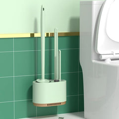 3 Pcs Wall Mounted Toilet Brush Set with Silicone Bristles