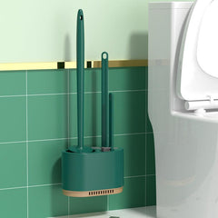 3 Pcs Wall Mounted Toilet Brush Set with Silicone Bristles