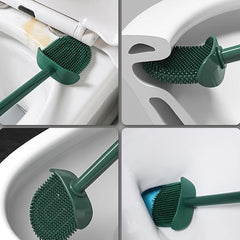 Long Handle Toilet Brush with Holder Box No Punching Wall Mounted