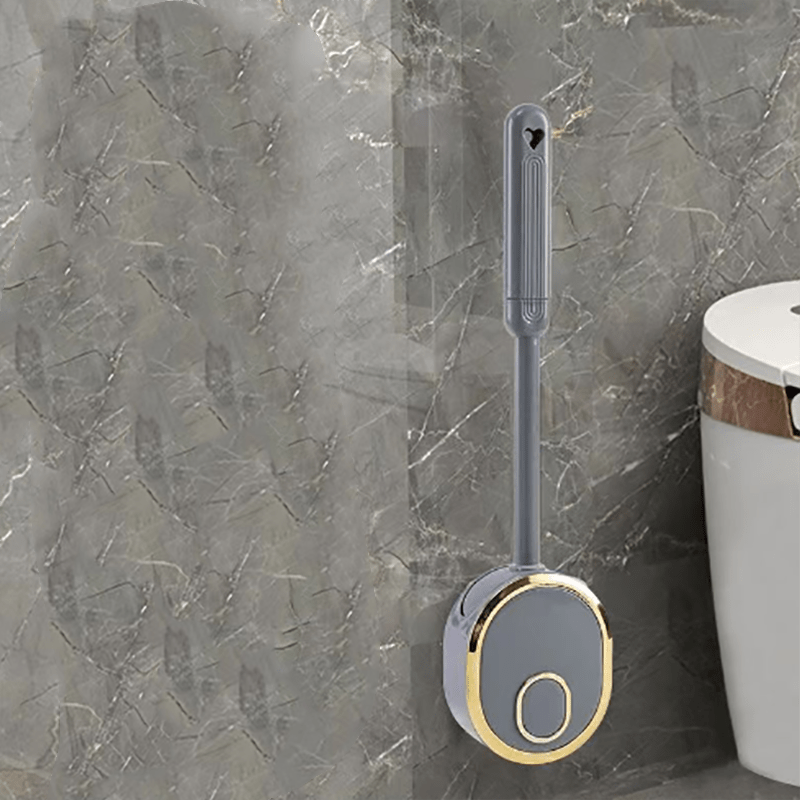 Long Handle Toilet Brush with Holder Box No Punching Wall Mounted