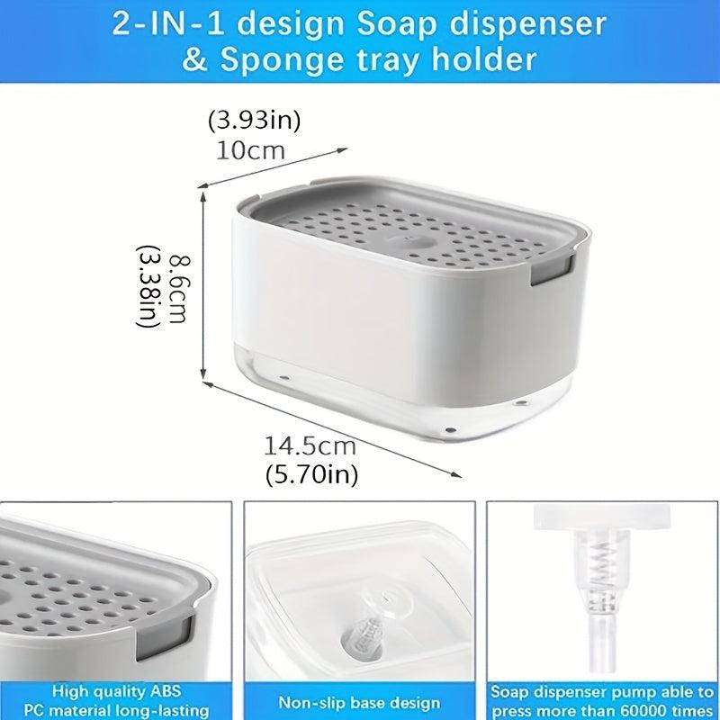 2 in 1 Dish Soap Dispenser with Sponge Holder Countertop Sink Bathroom Accessori