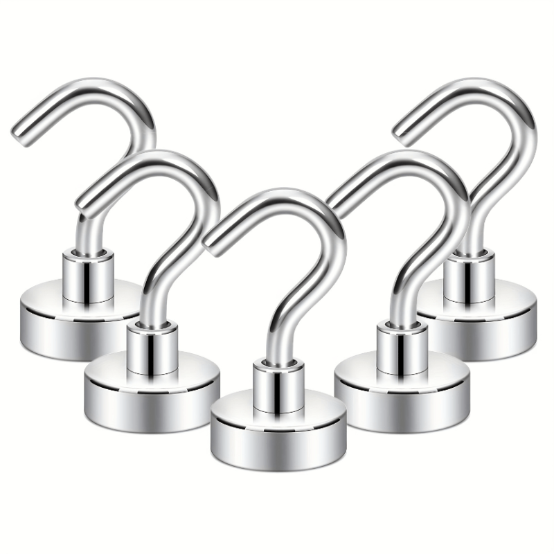5pcs Magnetic Hooks with Strong Hold for Hanging, Nail-Free Design