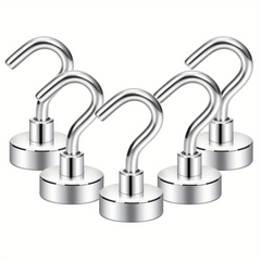 5pcs Magnetic Hooks with Strong Hold for Hanging, Nail-Free Design