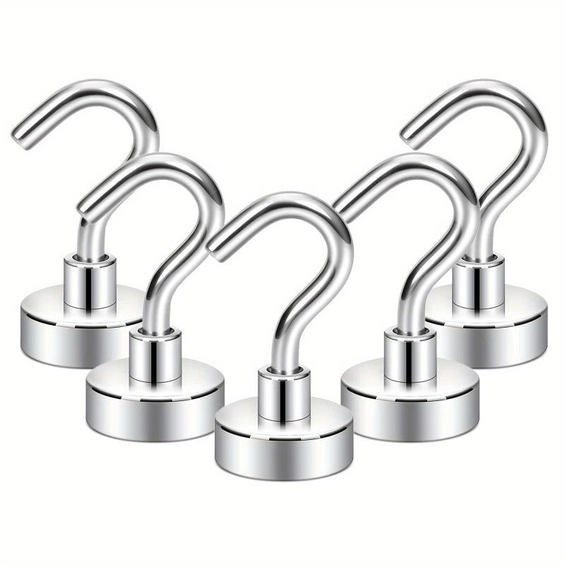 5pcs Magnetic Hooks with Strong Hold for Hanging, Nail-Free Design