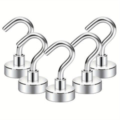 5pcs Magnetic Hooks with Strong Hold for Hanging, Nail-Free Design
