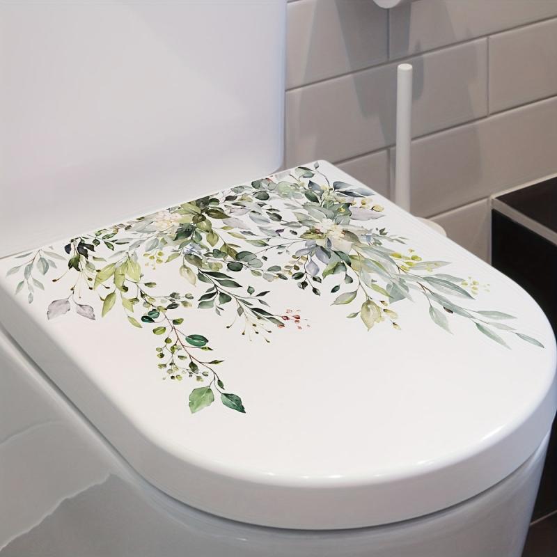Leaf Pattern Toilet Lid Decal Self Adhesive Wall Sticker