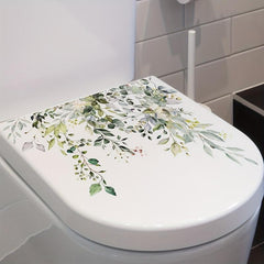 Leaf Pattern Toilet Lid Decal Self Adhesive Wall Sticker