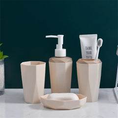 4-Piece Bathroom Accessory Set Soap Dish Lotion Dispenser Gargle Cup Toothbrush