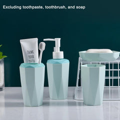 4-Piece Bathroom Accessory Set Soap Dish Lotion Dispenser Gargle Cup Toothbrush