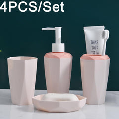 4-Piece Bathroom Accessory Set Soap Dish Lotion Dispenser Gargle Cup Toothbrush