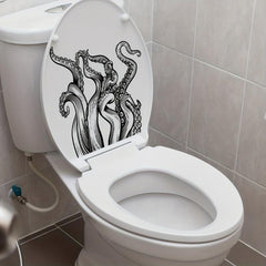 Cartoon Octopus Toilet Lid Decal Wall Sticker Bathroom Decor