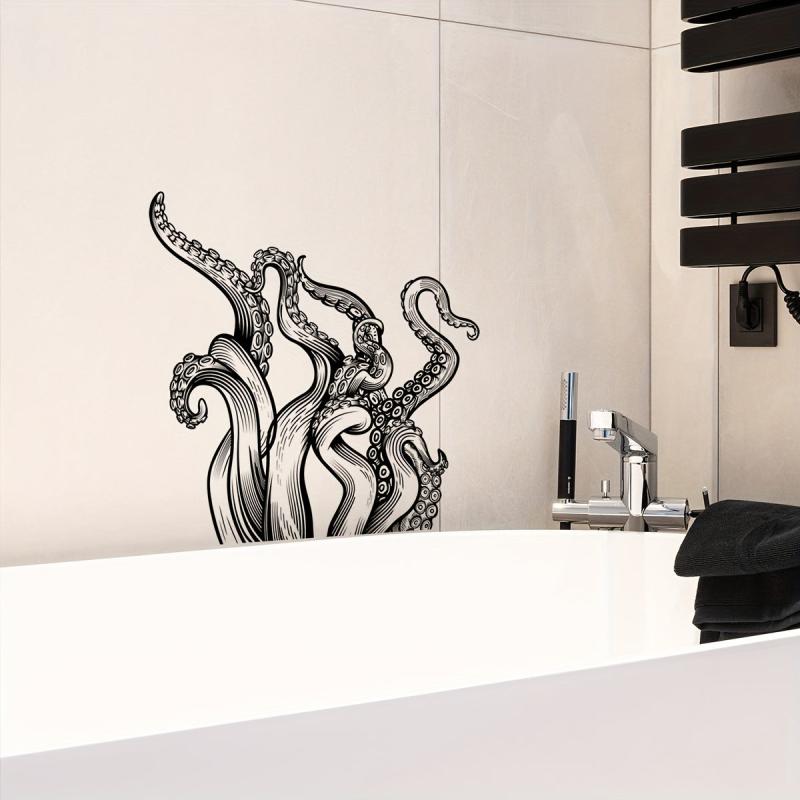 Cartoon Octopus Toilet Lid Decal Wall Sticker Bathroom Decor