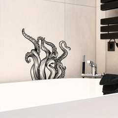 Cartoon Octopus Toilet Lid Decal Wall Sticker Bathroom Decor