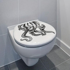 Cartoon Octopus Toilet Lid Decal Wall Sticker Bathroom Decor