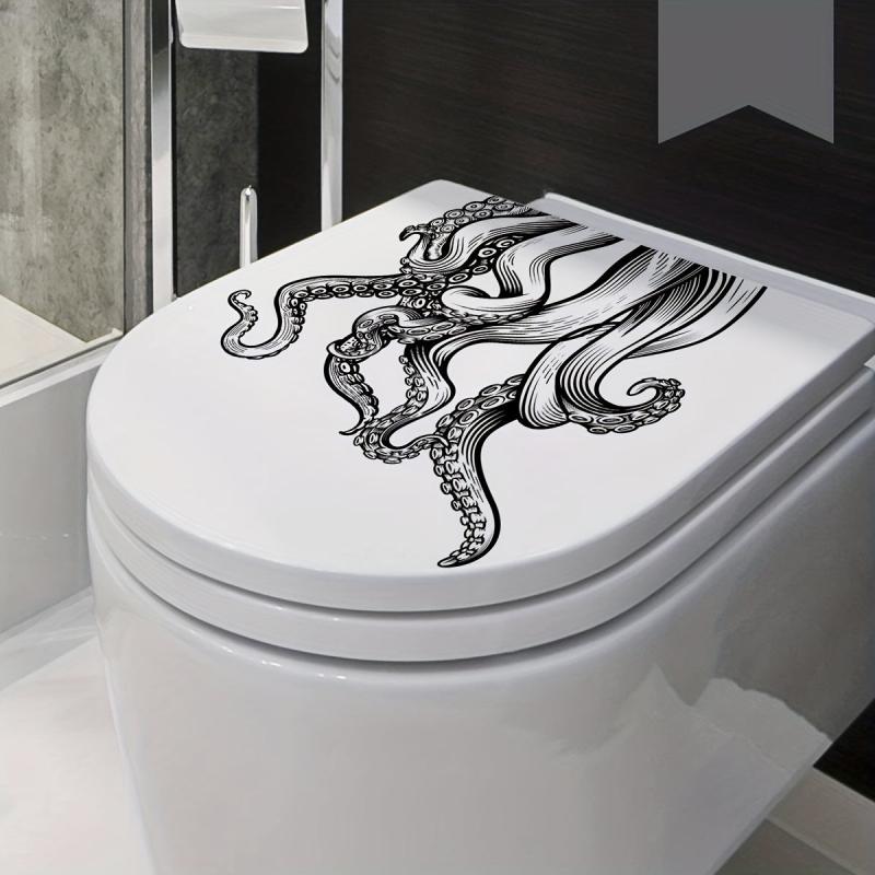 Cartoon Octopus Toilet Lid Decal Wall Sticker Bathroom Decor