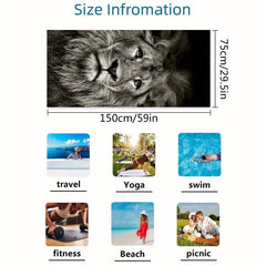 Large Microfiber Beach Towel Sandproof Absorbent Lightweight Lion Graphic