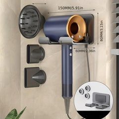 Aluminum Alloy Hair Dryer Storage Rack Bathroom Suction Cup Wall Shelf
