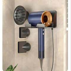 Aluminum Alloy Hair Dryer Storage Rack Bathroom Suction Cup Wall Shelf