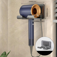 Aluminum Alloy Hair Dryer Storage Rack Bathroom Suction Cup Wall Shelf