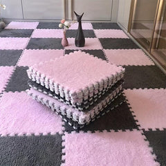 5pcs Soft Plush Bath Rug Solid Square Floor Mat Thickened Door Carpet
