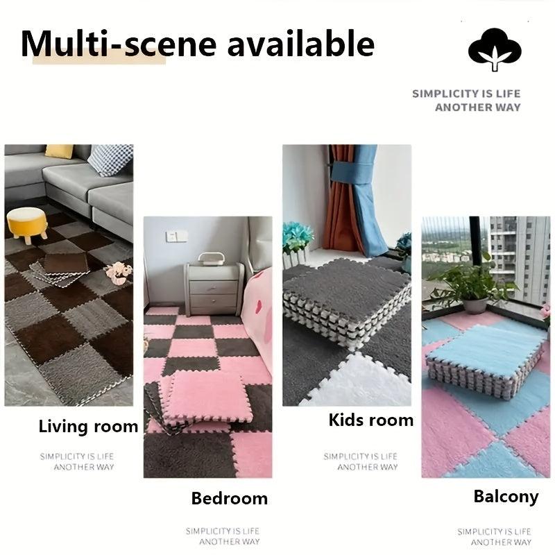 5pcs Soft Plush Bath Rug Solid Square Floor Mat Thickened Door Carpet