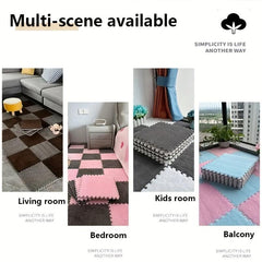 5pcs Soft Plush Bath Rug Solid Square Floor Mat Thickened Door Carpet