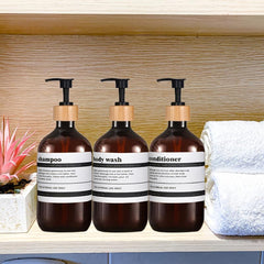 3pcs 500ml Shampoo Body Wash Bottles Pump Large Capacity Bathroom Shower