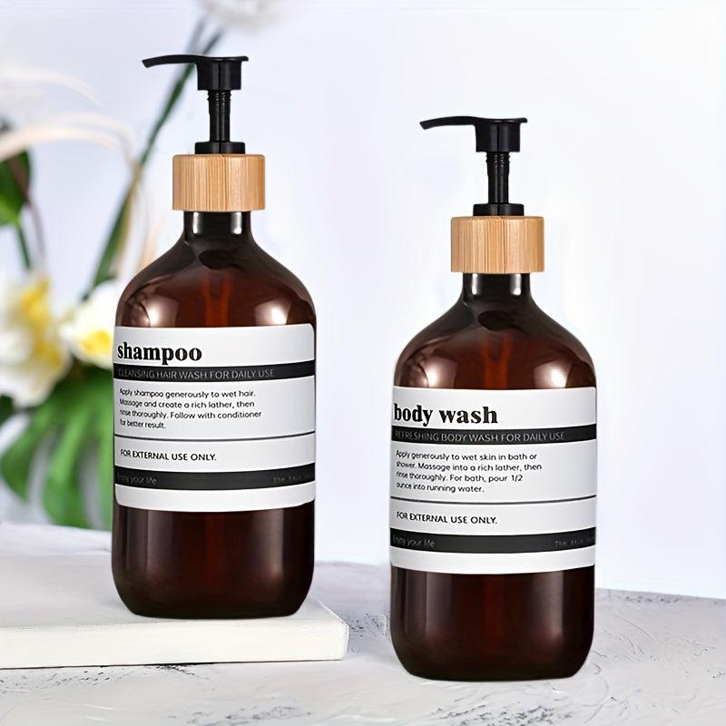 3pcs 500ml Shampoo Body Wash Bottles Pump Large Capacity Bathroom Shower