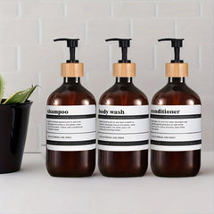 3pcs 500ml Shampoo Body Wash Bottles Pump Large Capacity Bathroom Shower