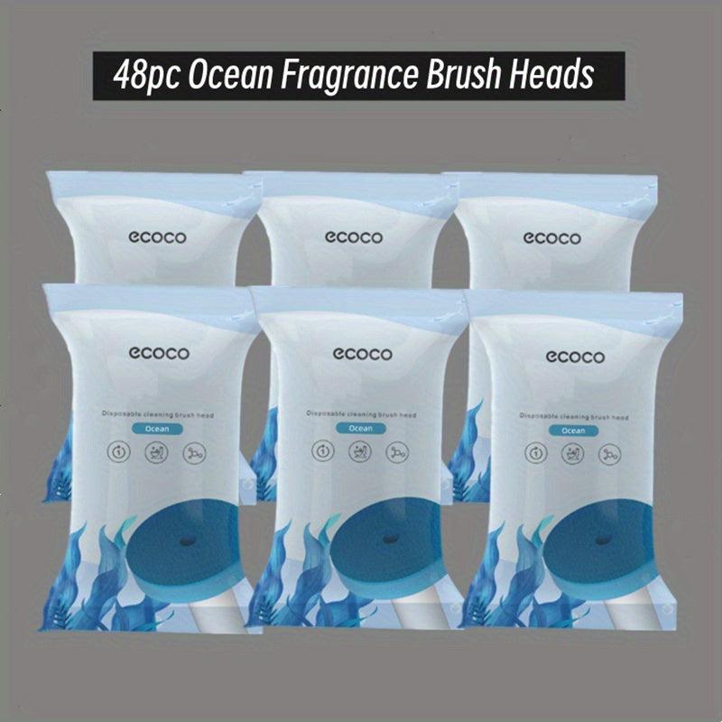 48pcs Toilet Brush Set Wall Mounted Long Handle Disposable Fragrance Cleaner