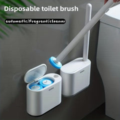 48pcs Toilet Brush Set Wall Mounted Long Handle Disposable Fragrance Cleaner