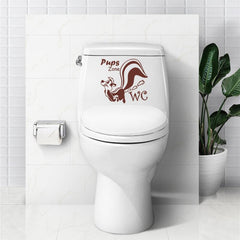 Cartoon Animals Toilet Lid Decal Self Adhesive Sticker Bathroom Decor