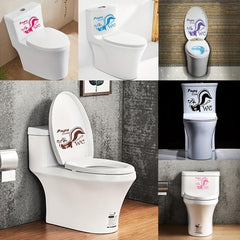 Cartoon Animals Toilet Lid Decal Self Adhesive Sticker Bathroom Decor