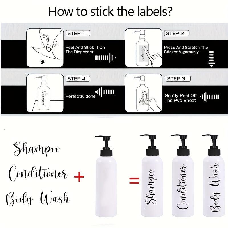 3pcs Refillable Pump Bottle Bathroom Shampoo Dispenser