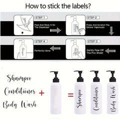 3pcs Refillable Pump Bottle Bathroom Shampoo Dispenser