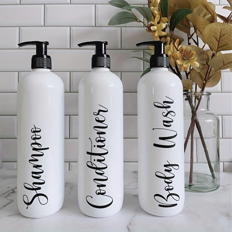 3pcs Refillable Pump Bottle Bathroom Shampoo Dispenser