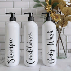 3pcs Refillable Pump Bottle Bathroom Shampoo Dispenser