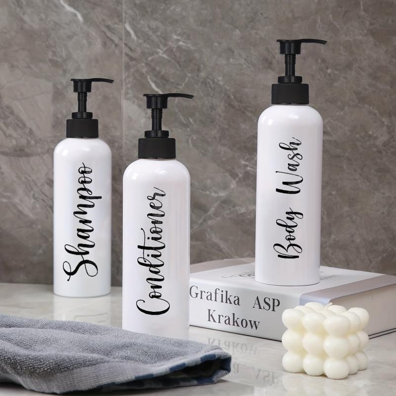 3pcs Refillable Pump Bottle Bathroom Shampoo Dispenser